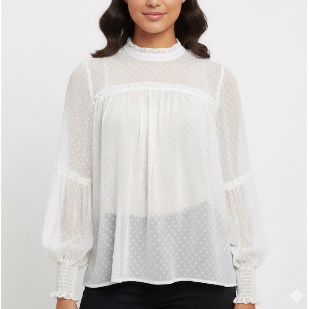 H&M White Sheer Blouse Women's 12